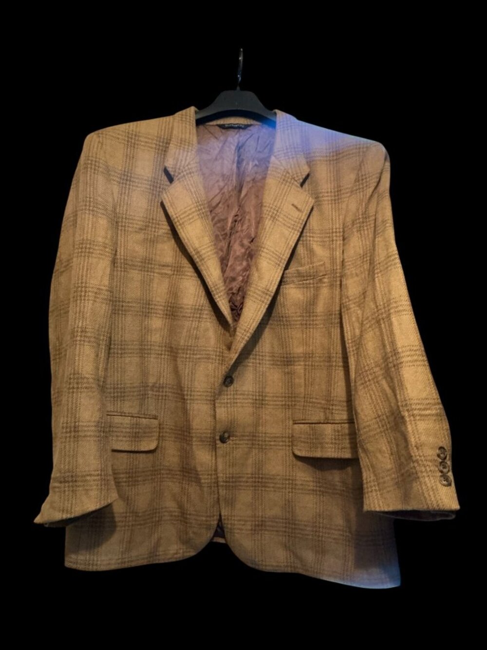 Burberrys Vintage Brown Plaid Blazer 100% Pure Wool Mens Size 42 Classic Style